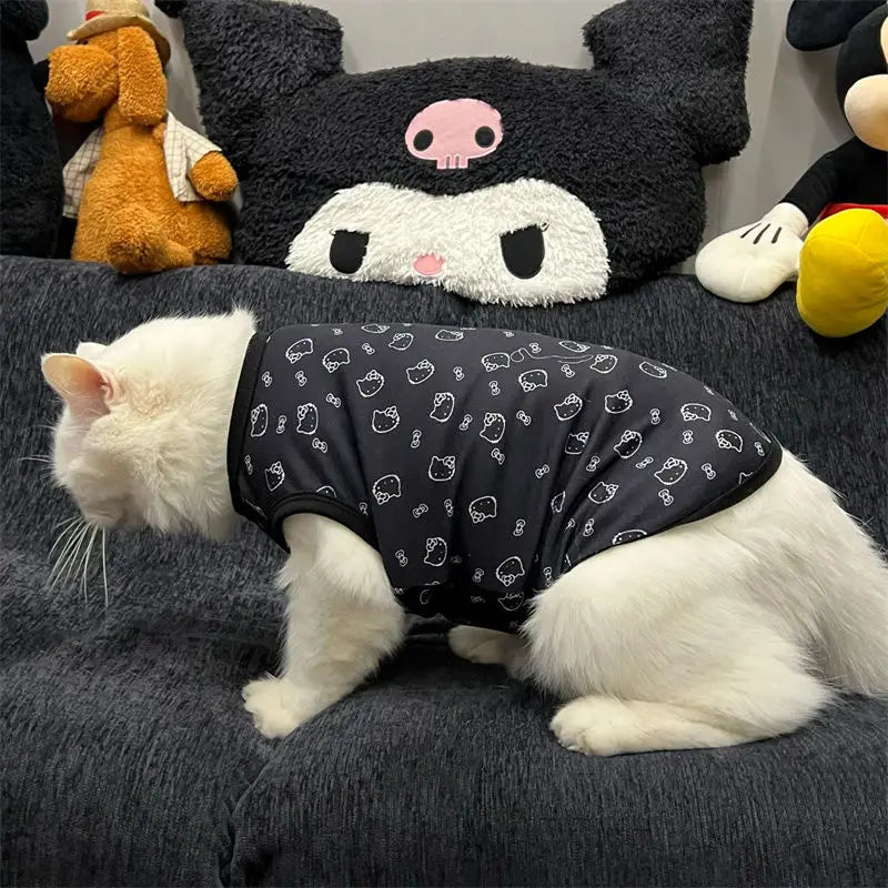 Kawaii Sanrio Flannel Pet Vest – Hello Kitty Cat & Small Dog Outfit