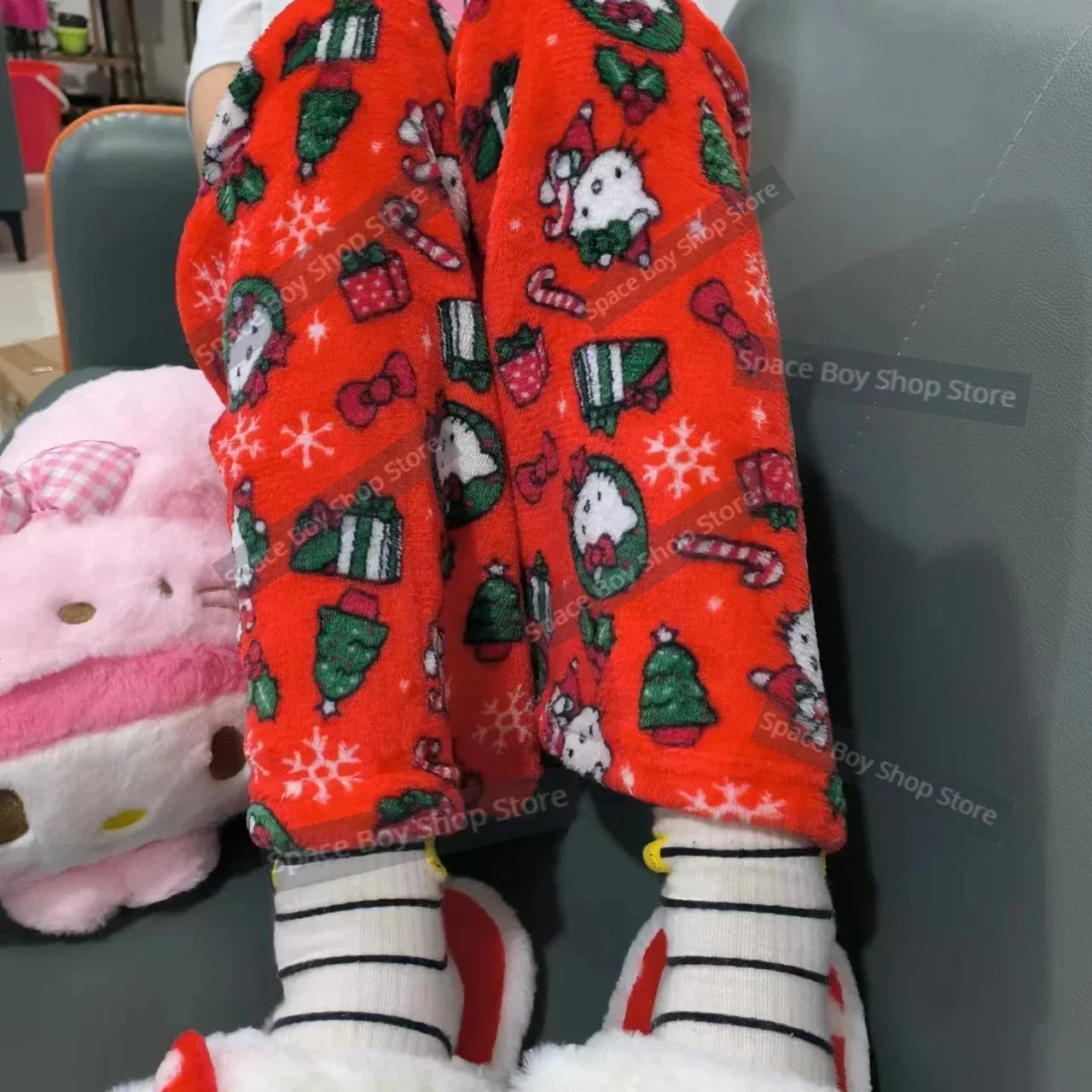 Y2K Hello Kitty Pajamas Pants Sanrio Anime Women&
