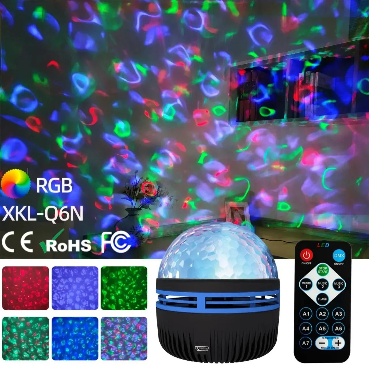 Starry Sky Galaxy Projector Light – Rotating USB Remote Ceiling Lamp