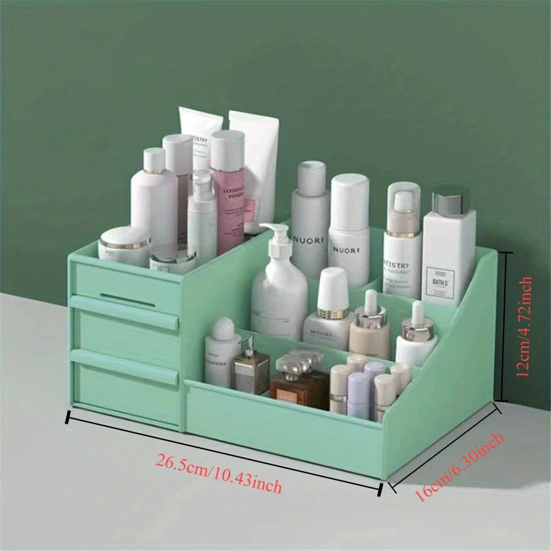 Makeup table with large capacity desktop storage, drawer rack, for versatile storage of skincare products and cosmetics