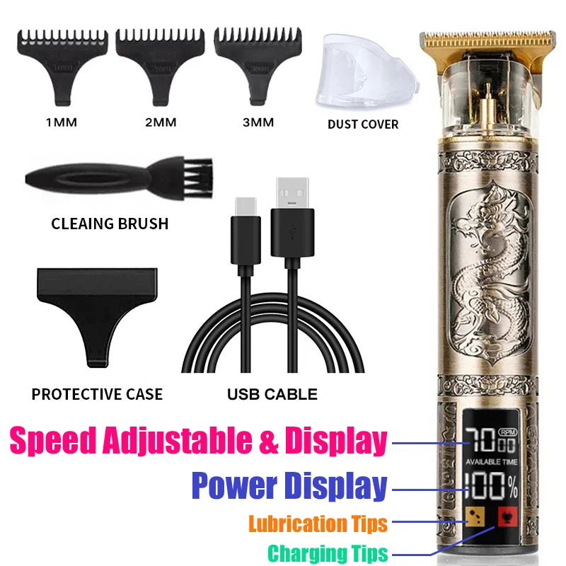 Vintage Hair Clipper USB Charging Hair Cutting Machine Electric Hair Trimmer Portable Shaver Professional Barber Boyfriend Gift