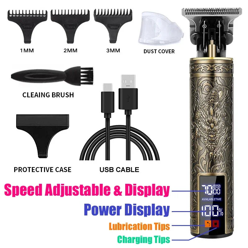 Vintage Hair Clipper USB Charging Hair Cutting Machine Electric Hair Trimmer Portable Shaver Professional Barber Boyfriend Gift