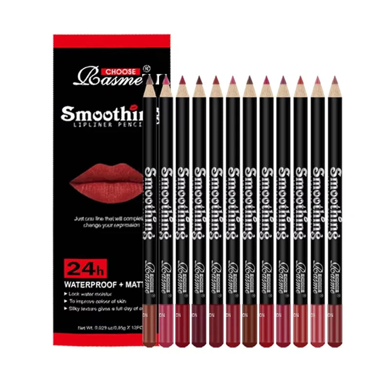 12 pcs Long-Lasting Lipstick Set with Professional Lip Liner Pencil and Matte Lip Gloss for Women Valentine&