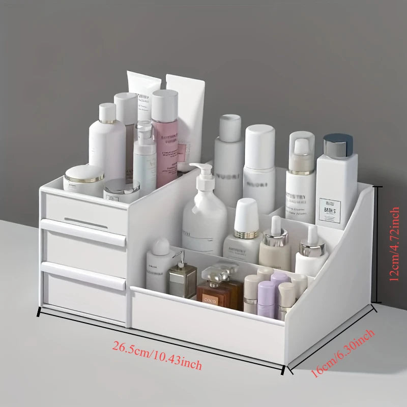 Makeup table with large capacity desktop storage, drawer rack, for versatile storage of skincare products and cosmetics