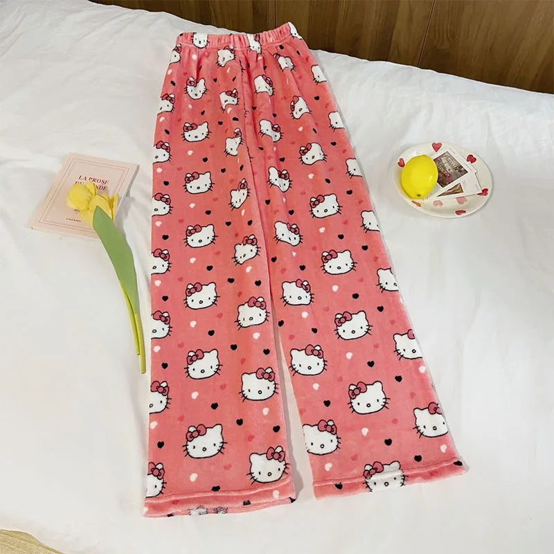 Y2K Hello Kitty Pajamas Pants Sanrio Anime Women&