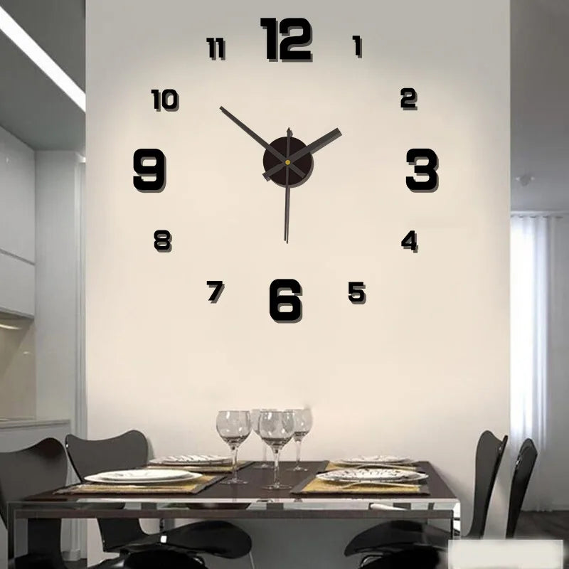 3D Acrylic Mirror Wall Clock Sticker – 40CM DIY Quartz Home Decor
