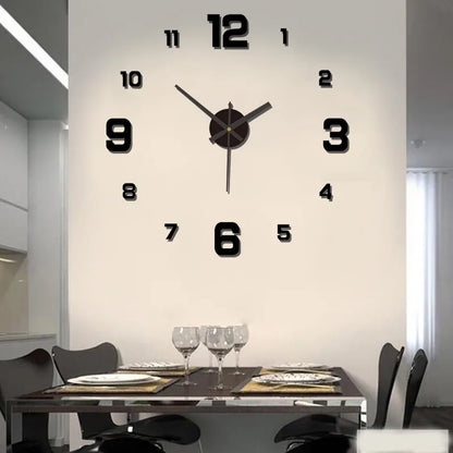3D Acrylic Mirror Wall Clock Sticker – 40CM DIY Quartz Home Decor