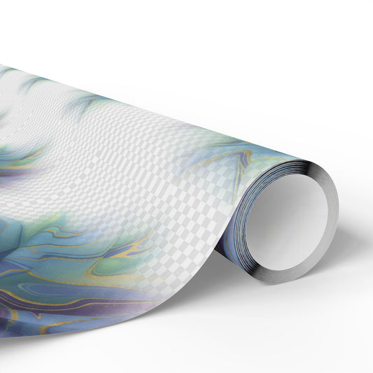 Wrapping Paper Roll — Iridescent Marble Swirl Pattern