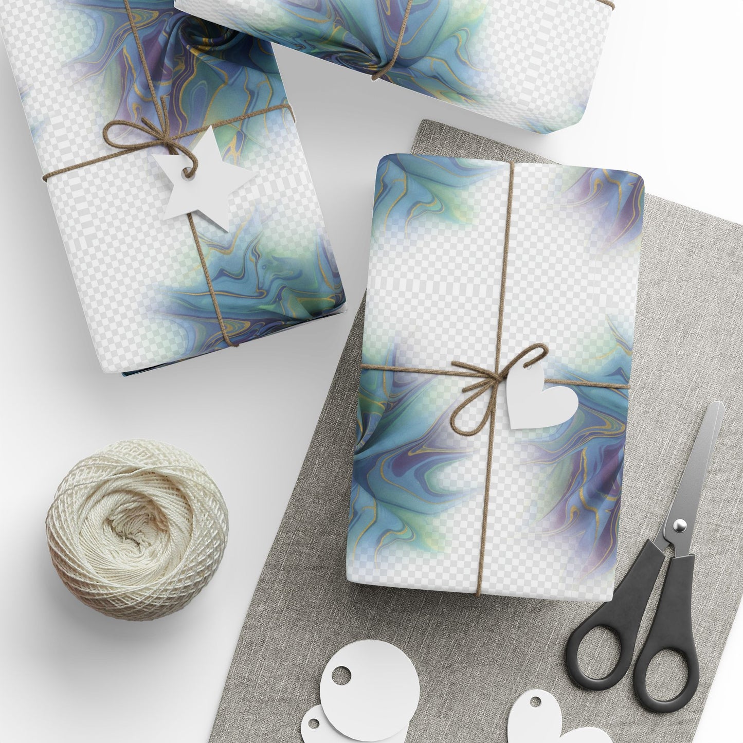 Wrapping Paper Roll — Iridescent Marble Swirl Pattern