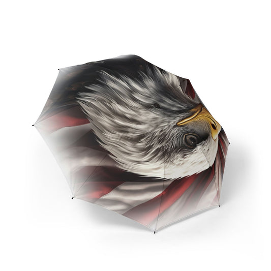 Semi-Automatic Foldable Umbrella — Painterly Eagle Flag Design