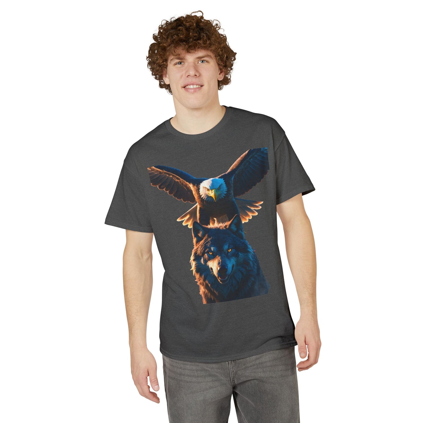 Eagle & Wolf Graphic T‑Shirt — Majestic Wildlife Nature Tee