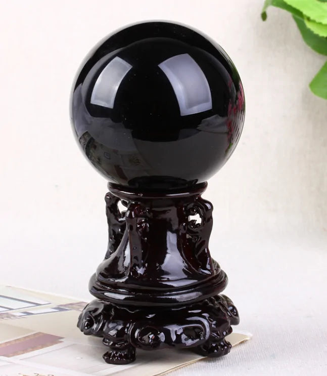 Obsidian Stone Crystal Ball Home Decoration Diviner Wedding Photography Accessory