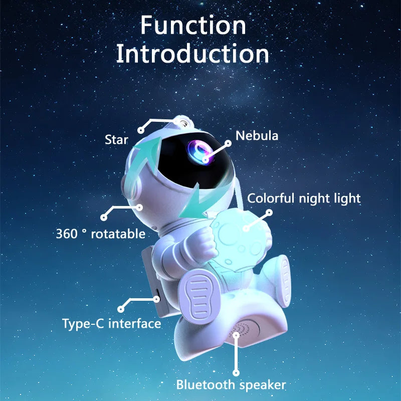 Astronaut LED Star Galaxies Projector Night Light Starry Sky Porjectors Lamp Bluetooth Speaker For Bedroom Room Decor Kids Gift