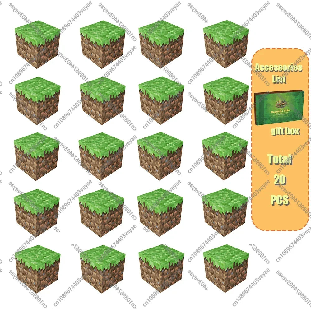 Magnetic Building Blocks Mine World Magnet Cube Set for Boy Girl Kid Age 3+ DIY Model Children Stem Montessori Sensory Toys Gift