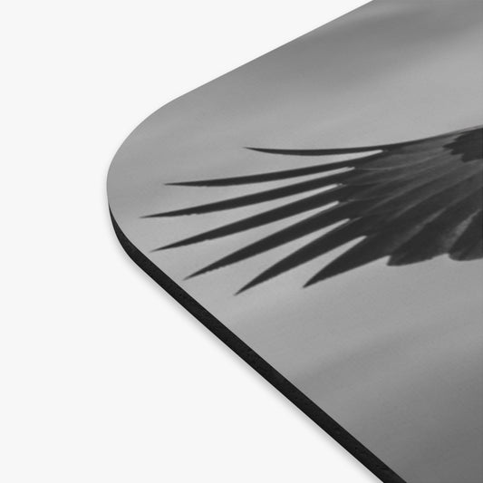 Eagle in Flight Rectangular Mouse Pad — Monochrome Soaring Wildlife Desk Mat