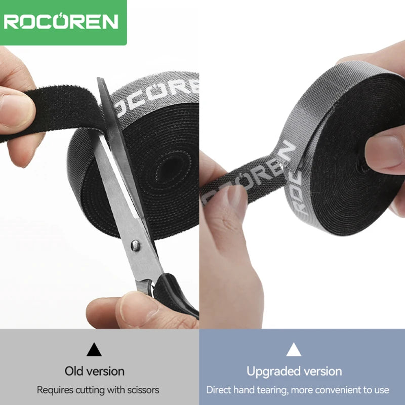 Rocoren Cable Organizer Hand Tearing Cable Winder Reusable USB Cable Management For Phone Earphone Mouse Cord Holder Protection