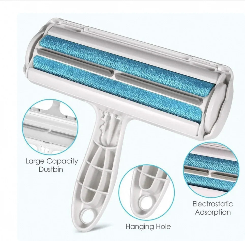 Reusable Pet Hair Removal Mitts &amp; Rollers For Cats and Dogs - Self-Cleaning Lint Roller Set For Furniture Couch Carpet