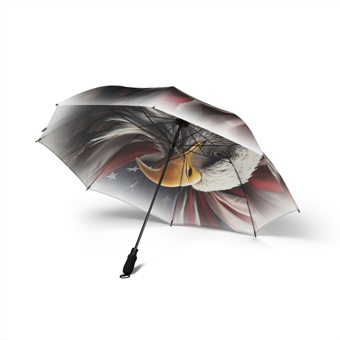 Semi-Automatic Foldable Umbrella — Painterly Eagle Flag Design