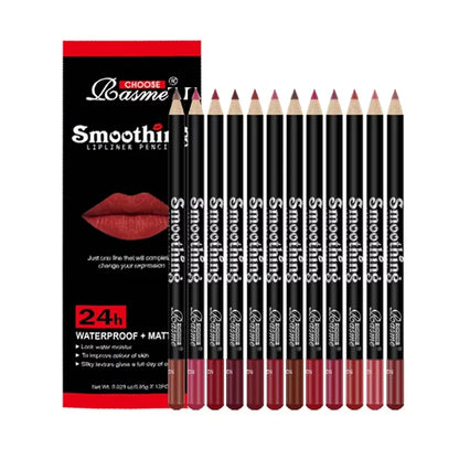 12 pcs Long-Lasting Lipstick Set with Professional Lip Liner Pencil and Matte Lip Gloss for Women Valentine&