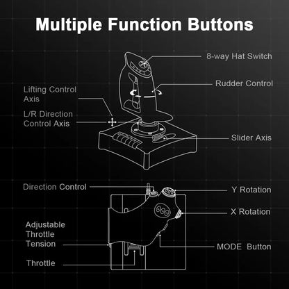 PXN-2119 Pro Flight Stick Joystick Controller For PC Joystick Gamepad Flight Controller Stick Joystick Gaming Flight Controller