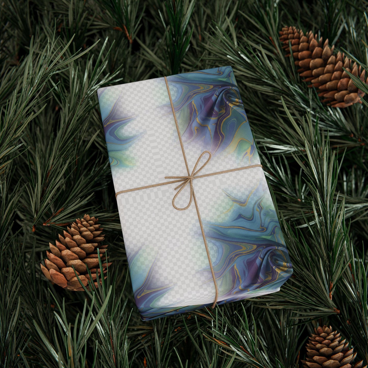Wrapping Paper Roll — Iridescent Marble Swirl Pattern