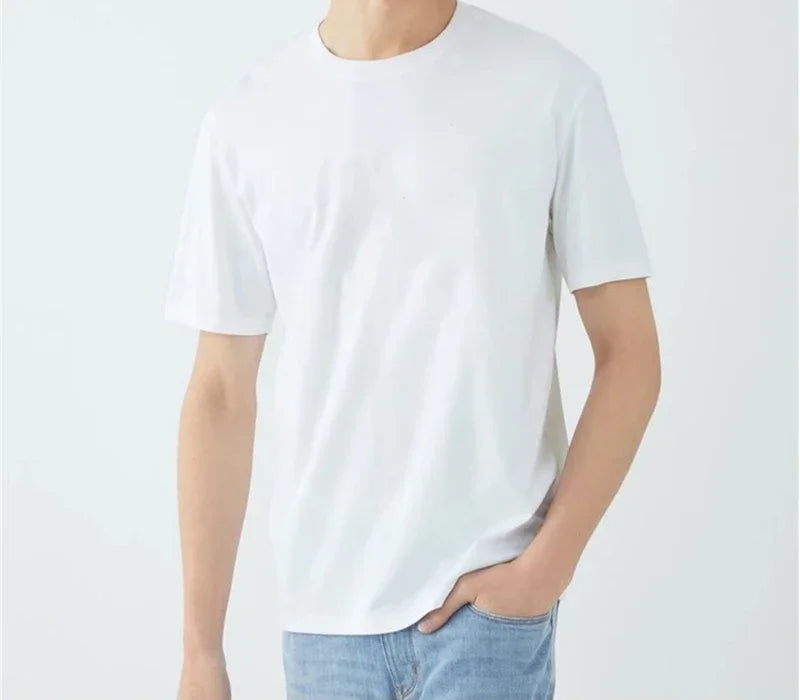 High Quality 100% Cotton T shirts Man 2025 Summer Casual Tees Solid color Couple Oversized t shirts Black White Grey Sports Tops
