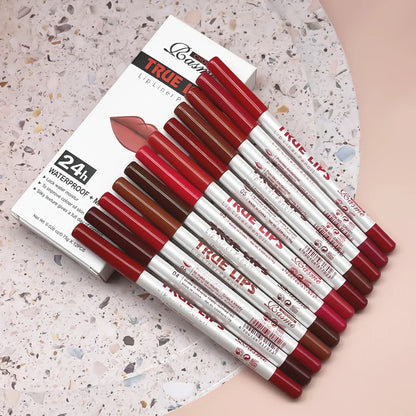 12 pcs Long-Lasting Lipstick Set with Professional Lip Liner Pencil and Matte Lip Gloss for Women Valentine&