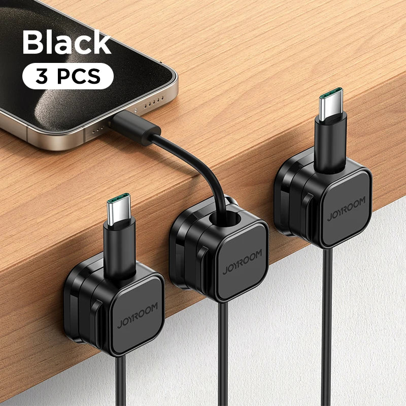 Joyroom Magnetic Cable Clips Cable Smooth Adjustable Cord Holder Under Desk Cable Management Wire Keeper Cable Organizer Holder