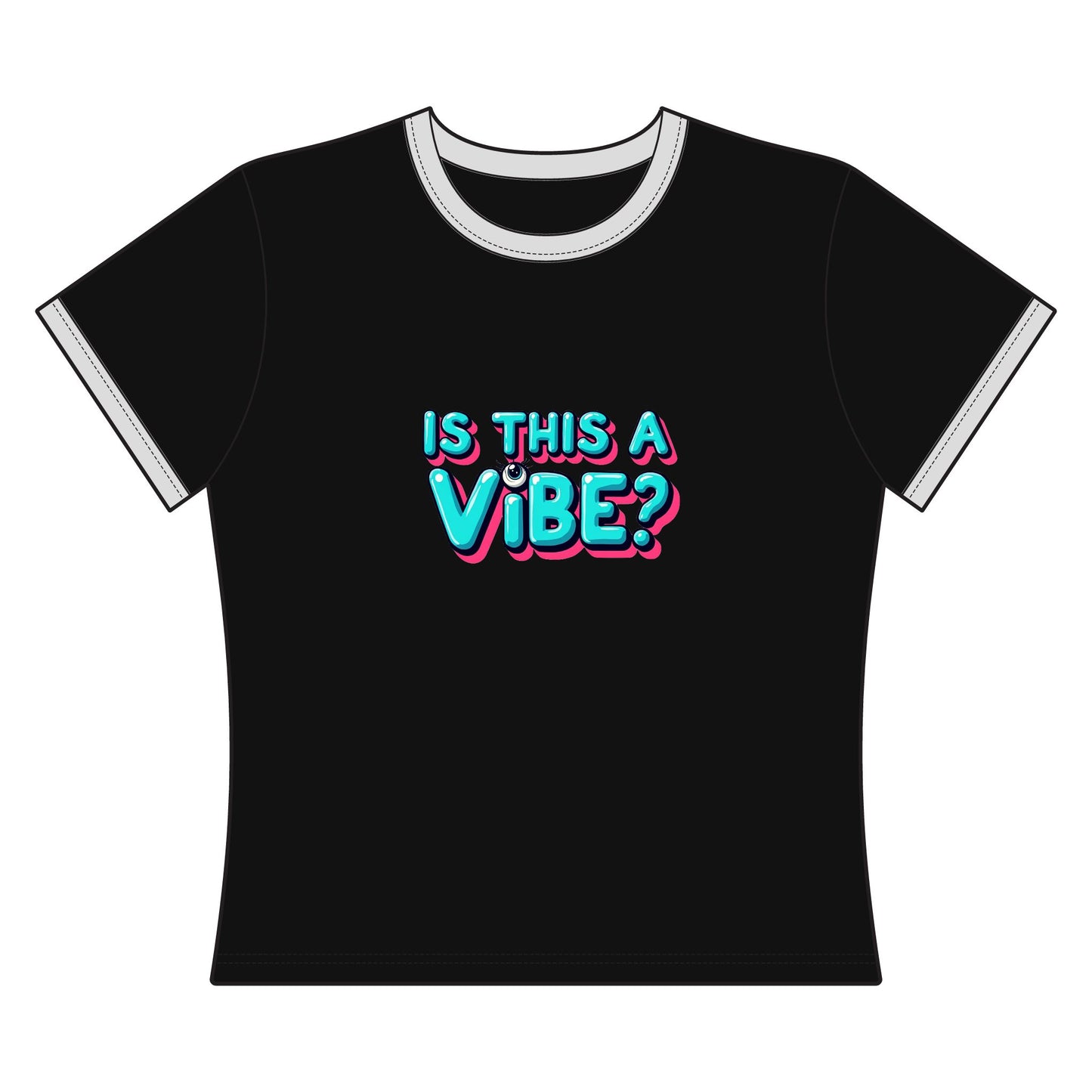 Is This A Vibe? Women's Ringer Tee — Cropped Retro Neon Graphic