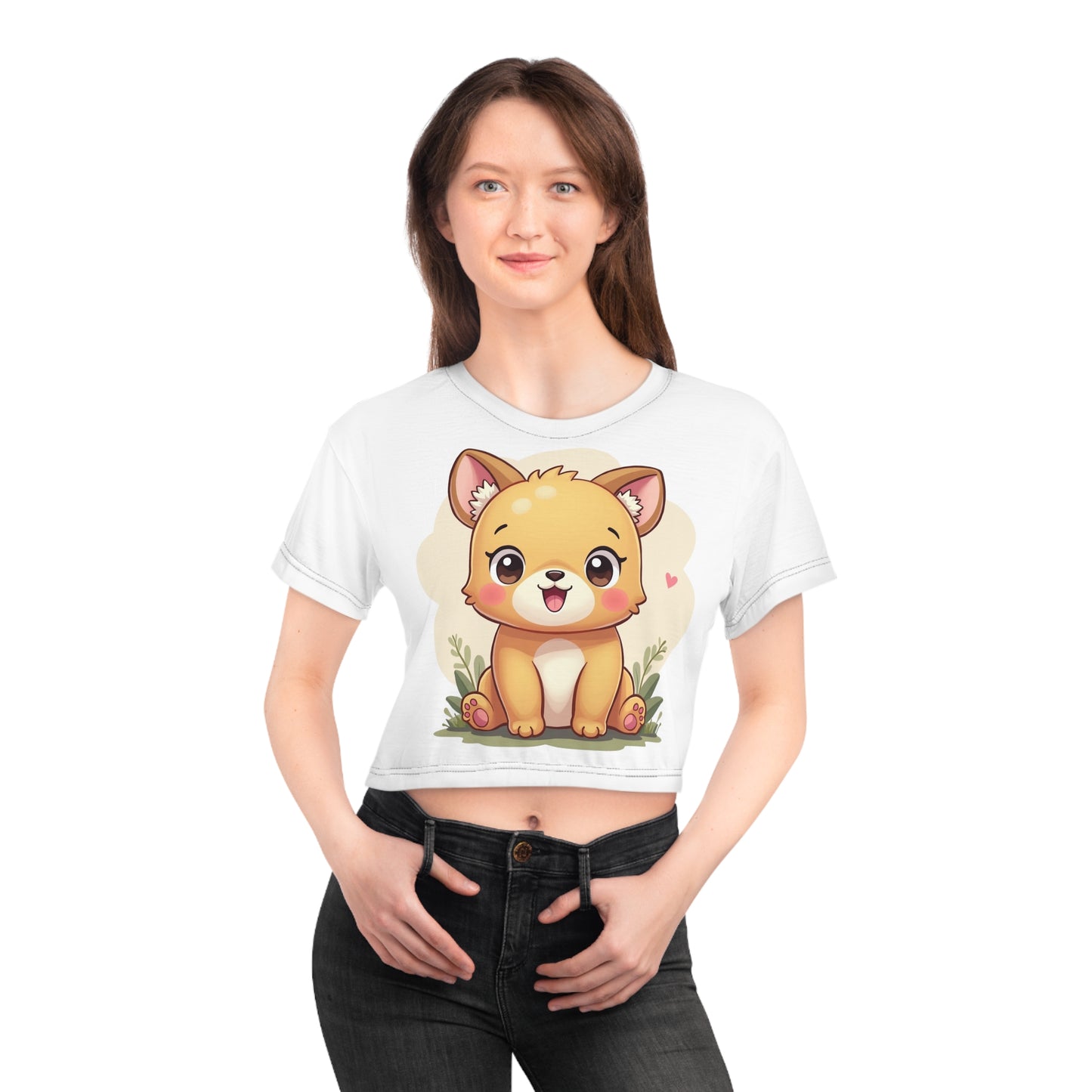 Cute Puppy Crop Tee - Kawaii Dog Graphic Shirt
