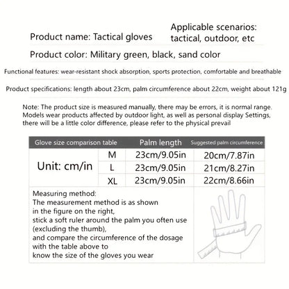 Tactical Military Gloves, Color Bullet Air Gun Shooting, Soldier Combat Anti Slip Bicycle All Finger Gloves, MEN&