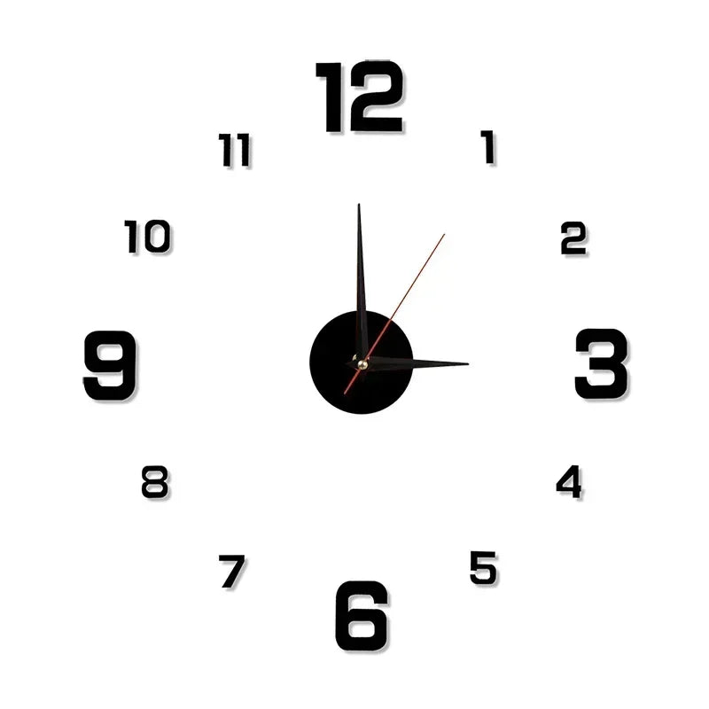 3D Acrylic Mirror Wall Clock Sticker – 40CM DIY Quartz Home Decor