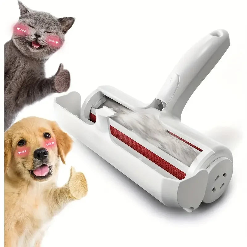 Reusable Pet Hair Removal Mitts &amp; Rollers For Cats and Dogs - Self-Cleaning Lint Roller Set For Furniture Couch Carpet