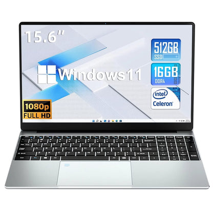 15.6&quot; Windows 11 Pro Laptop with 16GB RAM 512GB SSD, Intel Celeron Processor and Backlit Keyboard