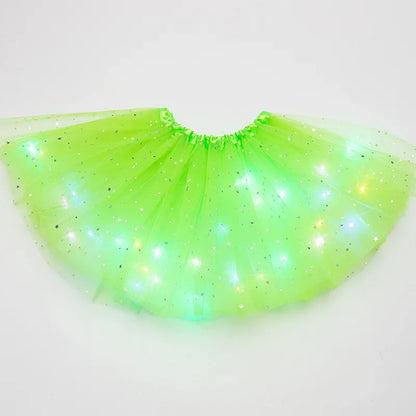 LED Glowing Light Kids Girls Princess Tutu Skirts Children Cloth Wedding Party Dancing Miniskirt Costume Cosplay Led Clothing