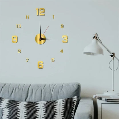 3D Acrylic Mirror Wall Clock Sticker – 40CM DIY Quartz Home Decor