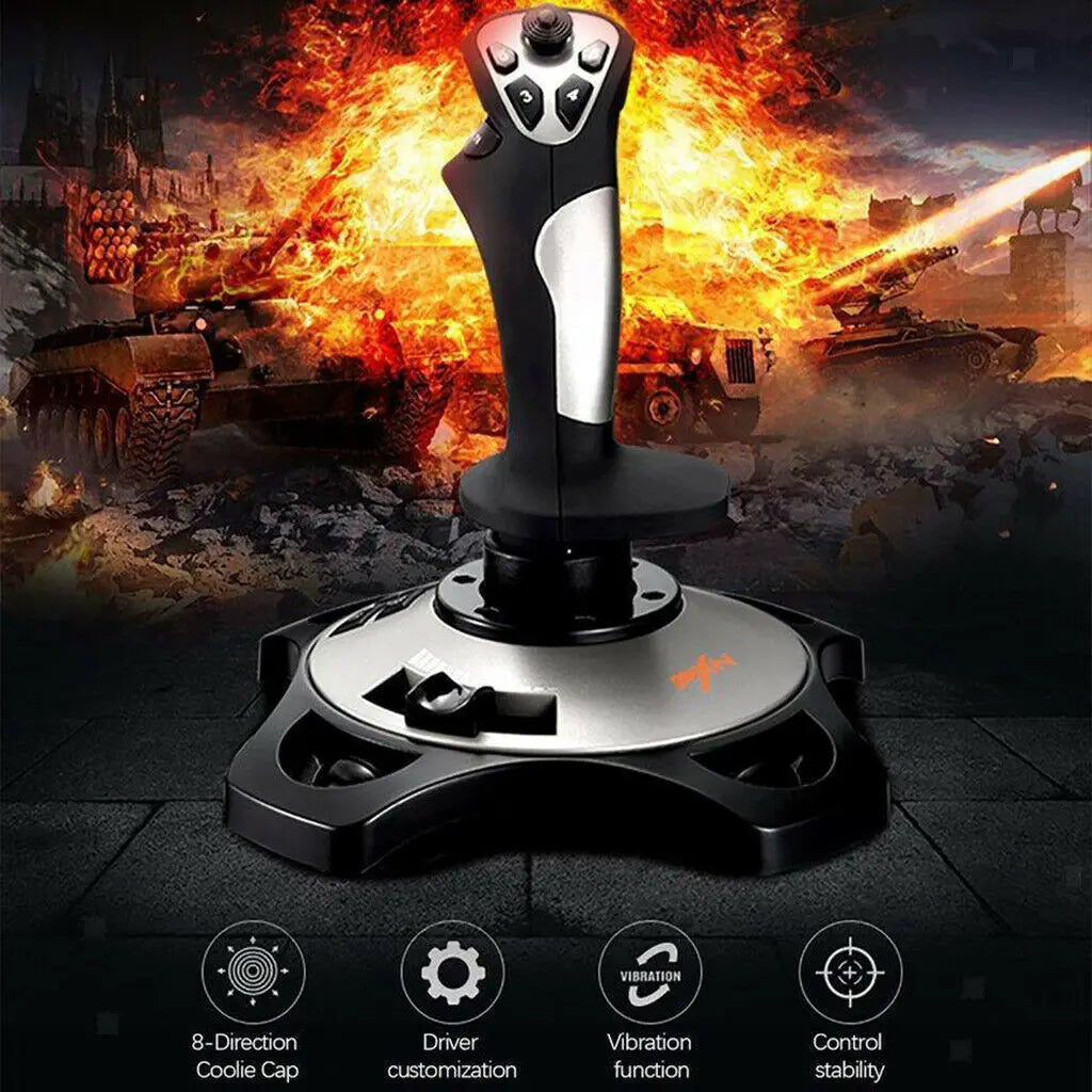 PXN-2113 USB Flight Vibration Simulator Gaming Controller Joystick Rocker 8 Direction Caps  For PC Windows