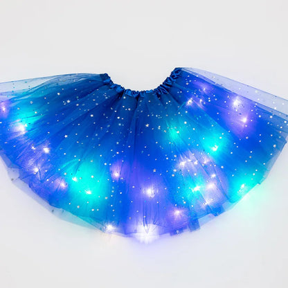 LED Glowing Light Kids Girls Princess Tutu Skirts Children Cloth Wedding Party Dancing Miniskirt Costume Cosplay Led Clothing