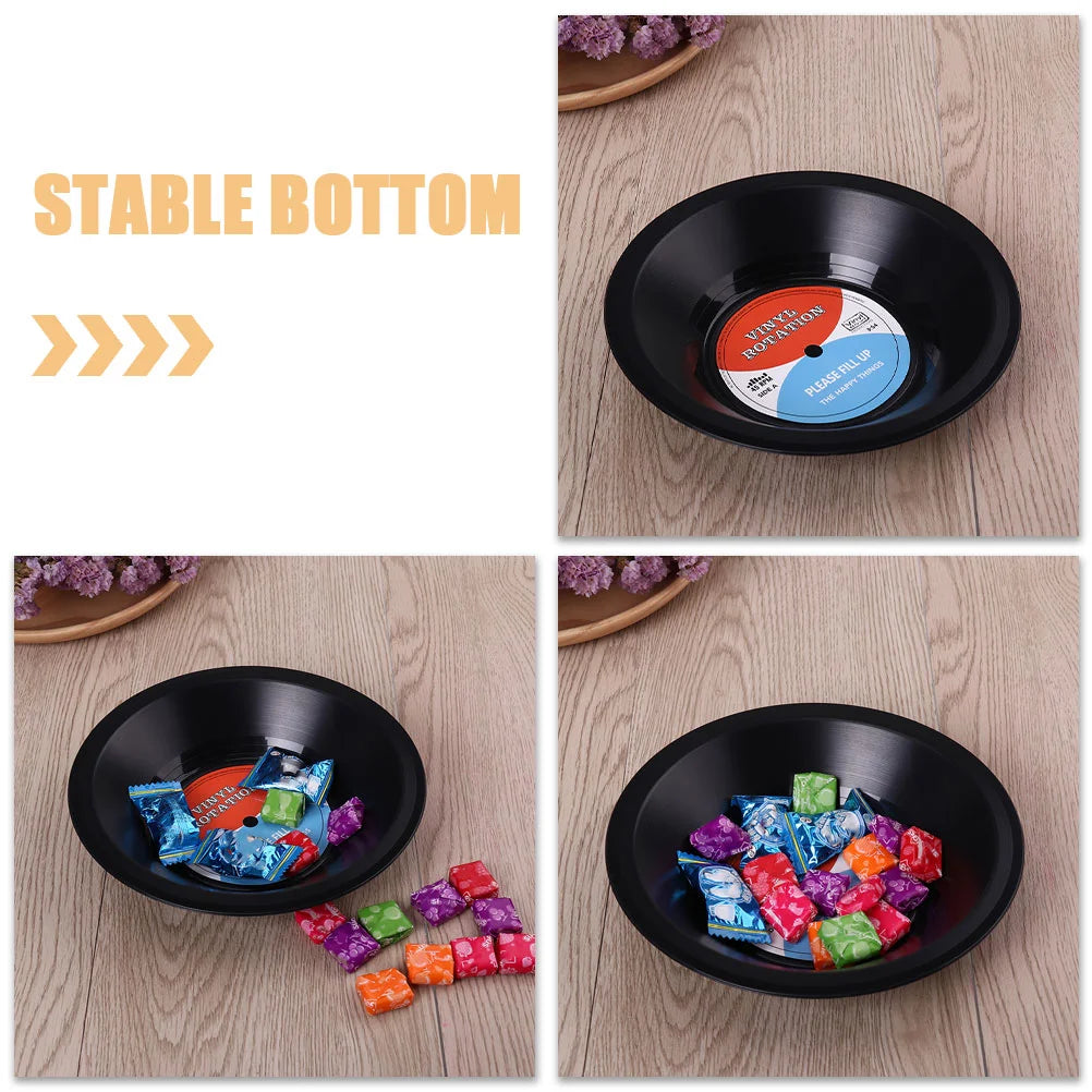 2 Pcs Vinyl Record Bowl Snacks Container Tray Popcorn Containers for Kids Fruit Dish Travel