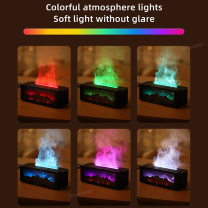 Creative Fireplace Air Humidifier Waterless Auto-Off Aroma Essential Oil Diffuser with LED Light &amp; Remote Control for Home Gift