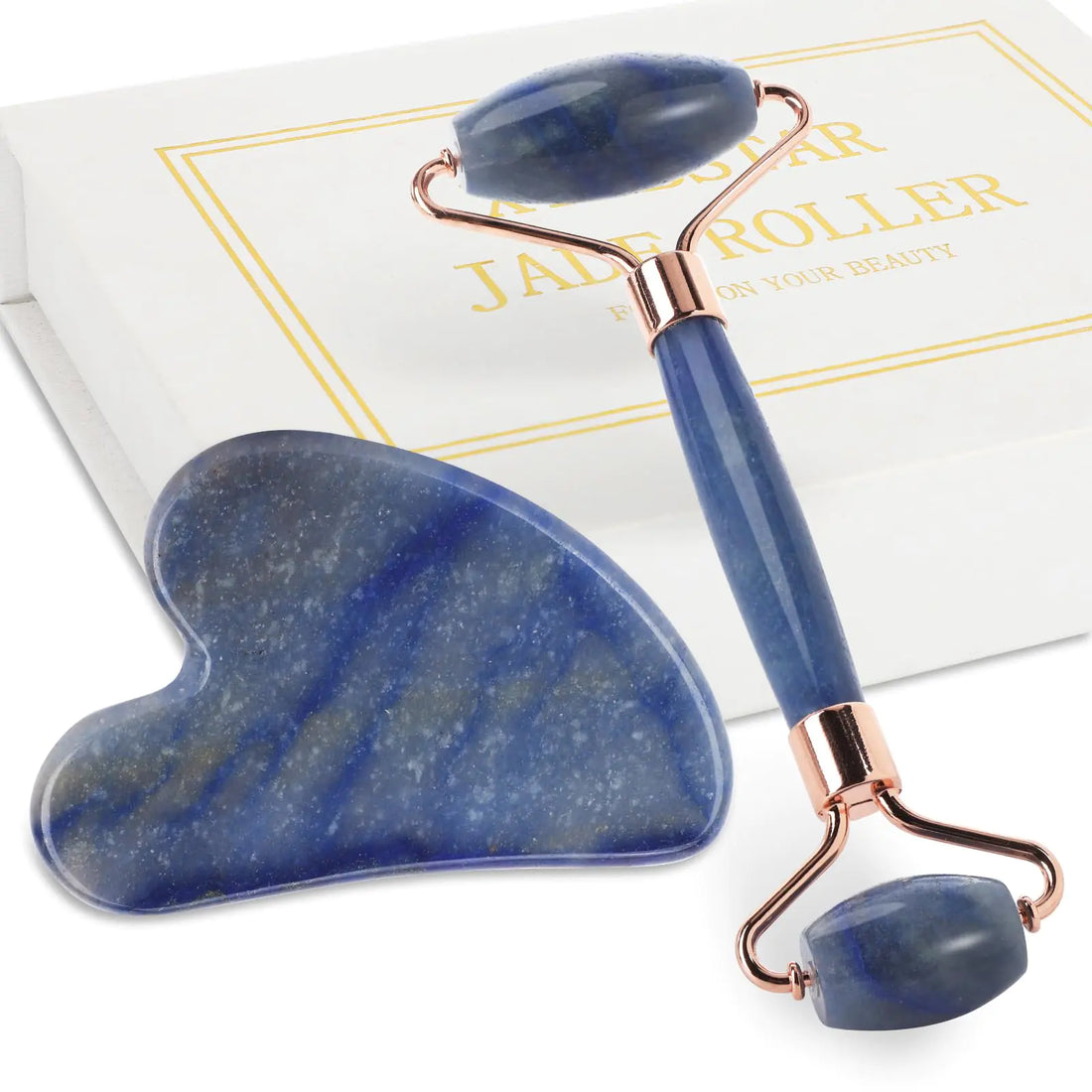 Blue Jade Face Roller &amp; Gua Sha Set