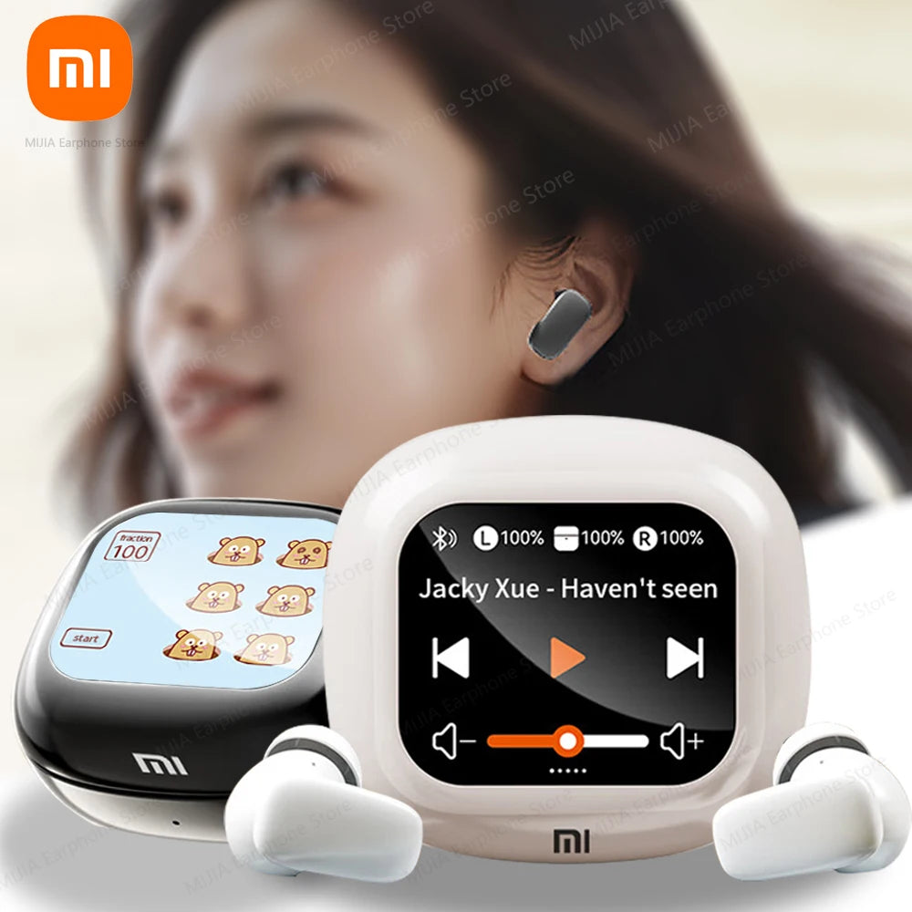 XIAOMI QLS09 ANC Wireless Earphone Support TF Card Touch Screen Earbud Noise Cancelling TWS Bluetooth5.4 Headset For Android iOS