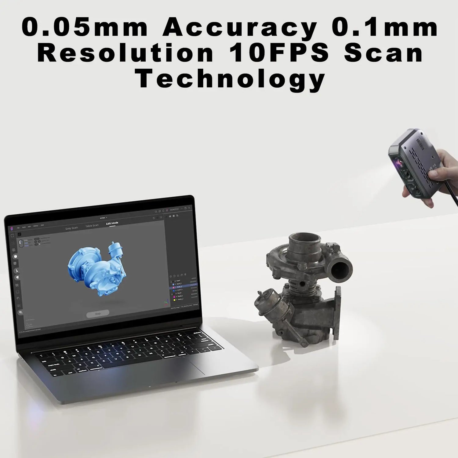 3D Scanner Moose Lite for 3D Printing - 3D Printer Accessories NIR Light &amp; AI Visual Tracking Technology 0.05mm Accuracy