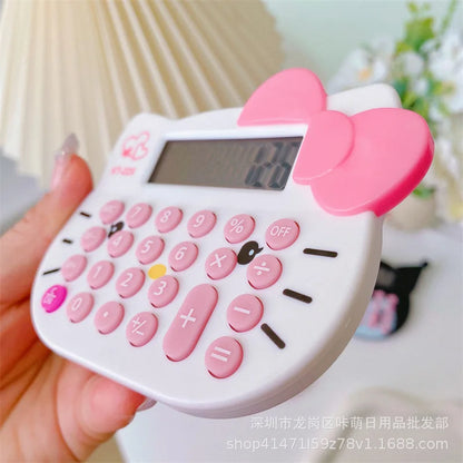 Sanrio Kawayi Hello Kitty Cute Kuromi Calculator Cartoon Cat Head Counting Portable Mini Computer Student Stationery Supplies