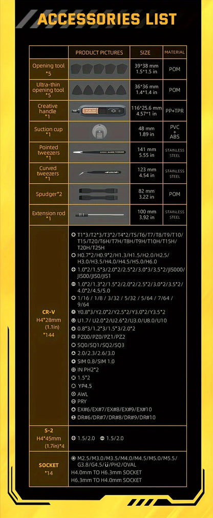 180 in 1 Precision Multifunctional Screwdriver Set, Magnetic Phillips Bits, Mobile iPhone &amp; PC &amp; Glasses Manual Repair Tool Kit