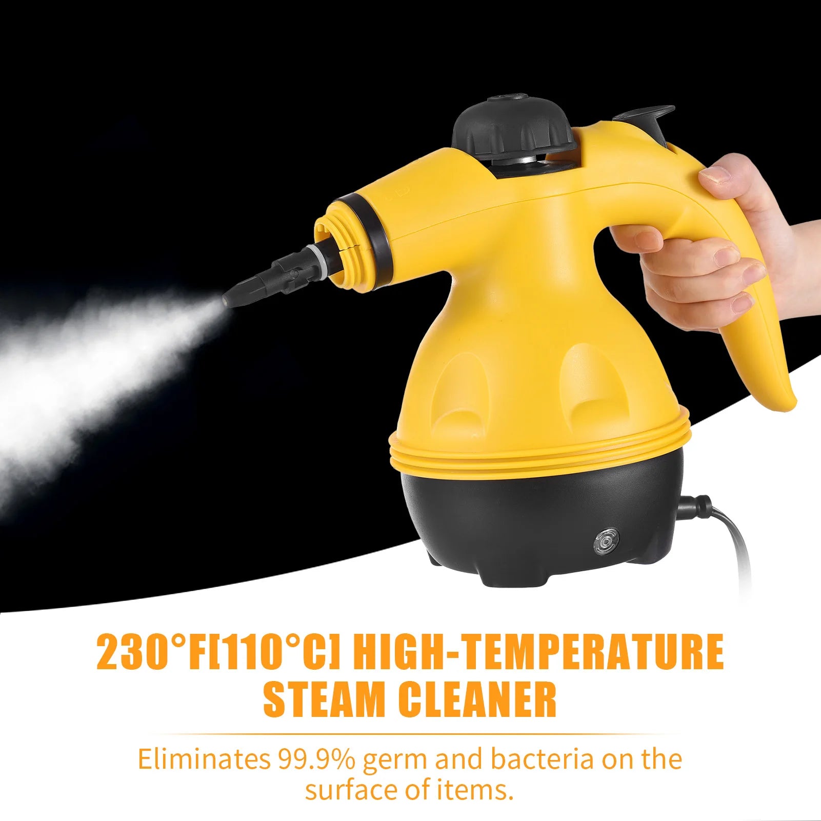 Romellar High-Pressure Handheld Steam Cleaner | Chemical-Free Deep Cleaning for Home, Car &amp; Upholstery | Kills 99.99% Germs | Includes 14 Accessories