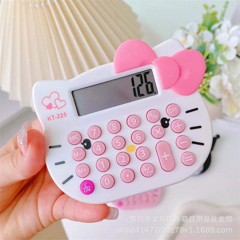 Sanrio Kawayi Hello Kitty Cute Kuromi Calculator Cartoon Cat Head Counting Portable Mini Computer Student Stationery Supplies