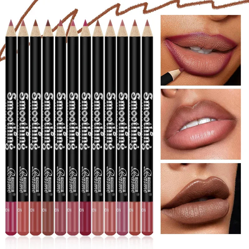 12 pcs Long-Lasting Lipstick Set with Professional Lip Liner Pencil and Matte Lip Gloss for Women Valentine&
