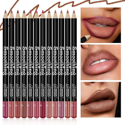 12 pcs Long-Lasting Lipstick Set with Professional Lip Liner Pencil and Matte Lip Gloss for Women Valentine&