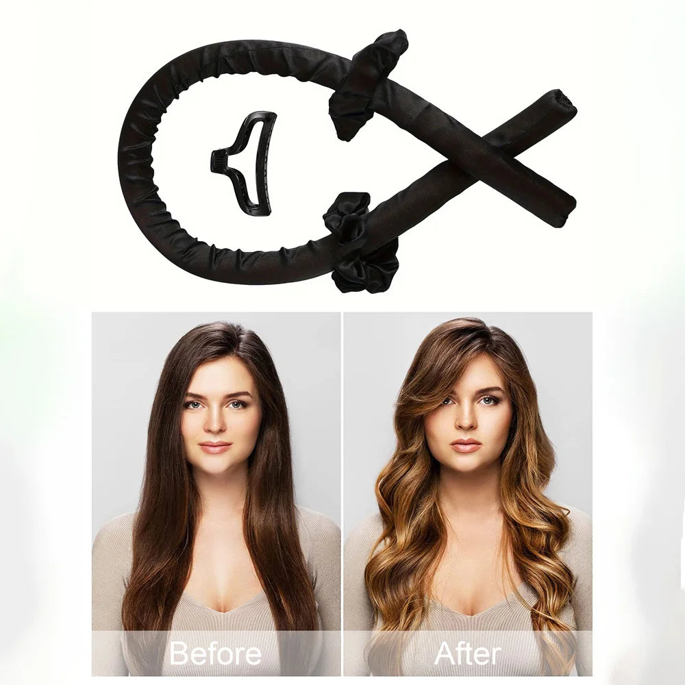 4pcs in 1 Sponge Hair Curlers with 1 Clips &amp; 2 Scrunchies - Soft Curling Rods for Long/Short Hair, DIY Styling Tools